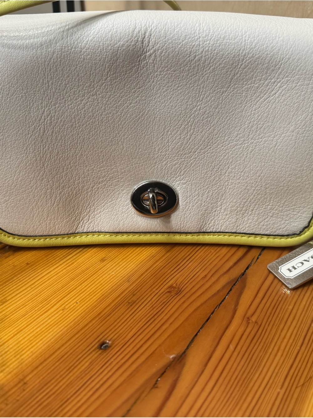 Coach White and Yellow Leather Crossbody with Tassel - Picture 11 of 14